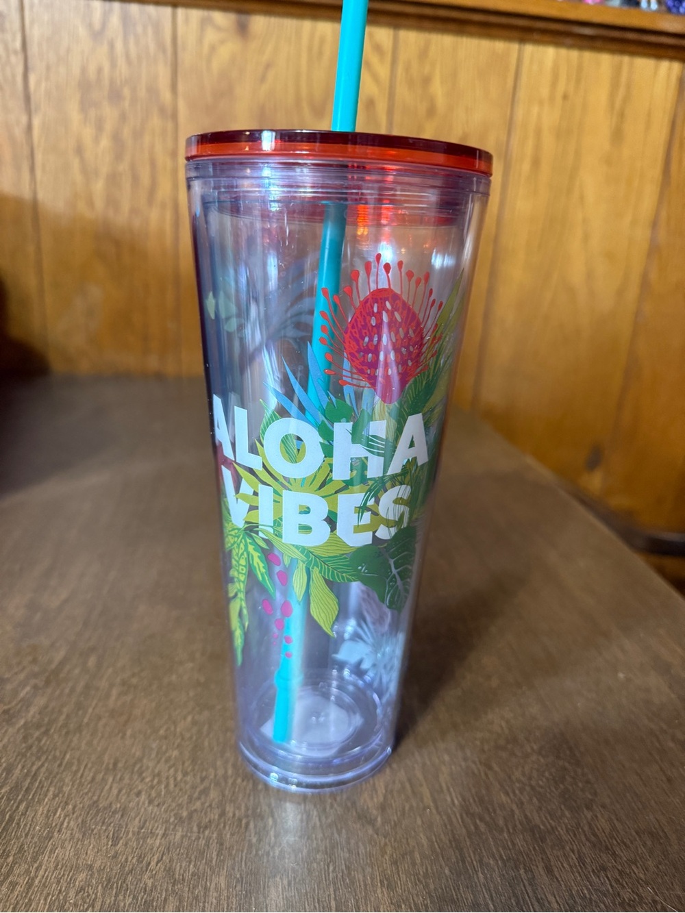 Starbucks HAWAII Collection ALOHA VIBES 24oz Venti Cold Cup Straw Tumbler